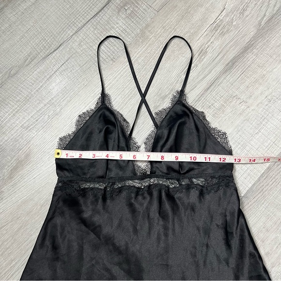 VICTORIA’S SECRET Black Backless Satin Lace Babydoll Slip Dress Teddy Small - Picture 7 of 8
